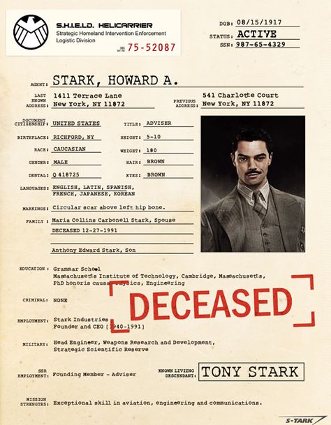 S.H.I.E.L.D. Files - Marvel Cinematic Universe Wiki Dominic Cooper Howard Stark, Howard Stark, Avengers Shield, Marvel Shield, Dominic Cooper, Peggy Carter, Agent Carter, Agents Of Shield, Avengers Assemble