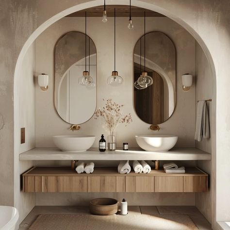 10+ Japandi Zen Ideas to Transform Your Bathroom - Vividly Aesthetic Minimalistic Bathroom Ideas, Cool Tone Bathroom Ideas, Japandi Guest Bathroom, Bathroom Japandi Style, Scandinavian Interior Design Bathroom, Bathroom Aesthetic Minimalist, Natural Materials Interior Design, Elegant Japandi, Scandinavian Interior Bathroom