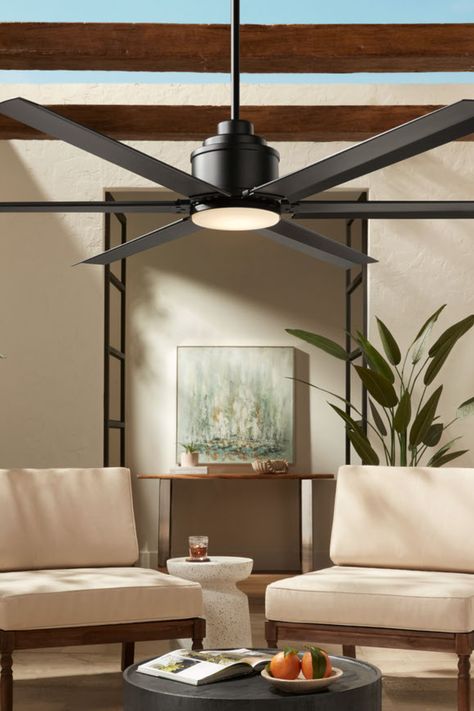 Shop outdoor for summer, spring or year-round gatherings: 65" Ultra Breeze Matte Black LED Wet Rated Ceiling Fan with Remote- 486E1 Napa Modular Natural Dark Oil Acacia Armless Chair- 34T24 Raw Edge Brownstone 58" Wide Chrome & Wood Console Table- 158P2 Moisture resistant, waterproof ceiling fans for damp or wet locations Patio, covered patio, porch, deck, exterior, veranda, exposed, open-air, garage Poolside ceiling fans Coastal ceiling fans Marine-grade ceiling fans Rain-resistant ceiling fans Outdoor Ceiling Fans With Lights, 72 Inch Ceiling Fan In Living Room, Outdoor Fans Ceiling Covered Patios, Outdoor Ceiling Fans With Light, Large Outdoor Ceiling Fan, Ceiling Fans Living Room, Outdoor Ceiling Fans Covered Patios Modern, Large Outdoor Patio Ceiling Fans, Coastal Ceiling Fans