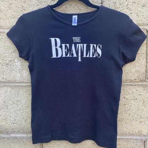 Super cute black Beatles baby tee! Minor cracking in... - Depop Aesthetic Beatles, Beatles Baby, Cotton Labels, Fit Ideas, Baby Tee, Cute Black, Infant Tees, The Beatles, Super Cute