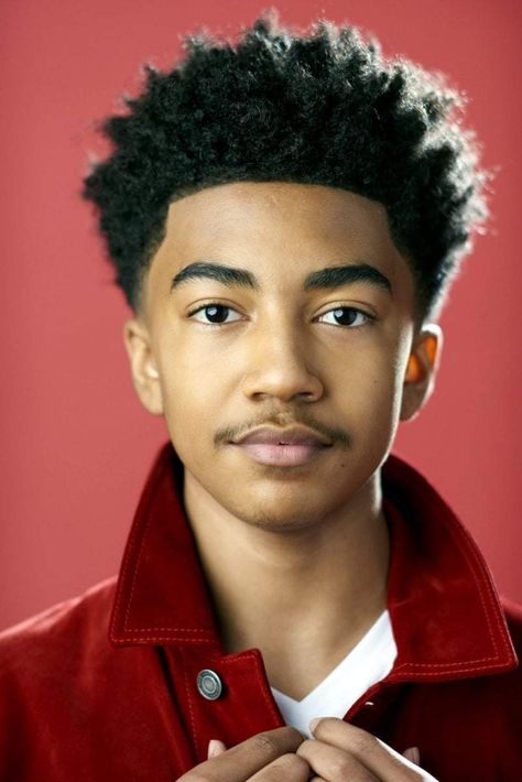 Gillington Webber, Miles Brown, Brown Eyes Blonde Hair, Black Boys Haircuts, Afro Hairstyles Men, Afro Fade, Black Hair Cuts, Brown Hairstyles, Black Ish