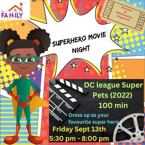 🤯Upcoming events and workshops you don’t want to miss!🤯 🦸🎼🧵🦸🎼🧵🦸🎼🧵🦸🎼🧵🦸🎼🧵🦸🎼 🦸Superhero Movie Night🦸 DC league Super Pets Movie Dress up as your favourite super hero🦸 $10/ child Includes playtime, movie, and 1 free little bites party cake pouch. $20/child for drop offs for 2 hrs. Drop off your kid and run errands. Includes playtime, movie, and 1 free little bites party cake muffins pouch Register here⬇️ https://www.thefamilycorner.ca/event-details/superhero-movie-night 🦸🦸🦸🦸🦸🦸🦸🦸🦸🦸🦸🦸🦸 Int... Super Pets Movie, Party Cake Muffins, Birthday Room, Pets Movie, Superhero Movie, Cake Muffins, Room Book, Event Details, Superhero Movies