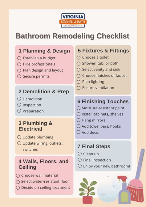 The Ultimate Bathroom Remodeling Checklist for Your Next Project Bathroom Remodel Checklist, Remodeling Checklist, Bathroom Remodel Plans, Remodel Checklist, Ultimate Bathroom, Small Master Bath, Small Bathroom Renovations, Old Bathroom, Service Kitchen