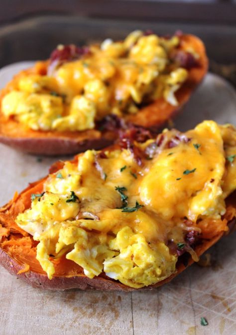 Breakfast Ideas Potatoes, Stuffed Sweet Potatoes, Creative Recipes, Sweet Potato Breakfast, Paleo Breakfast, Delicious Breakfast, Sweet Potato Recipes, Breakfast Recipe, Breakfast Time