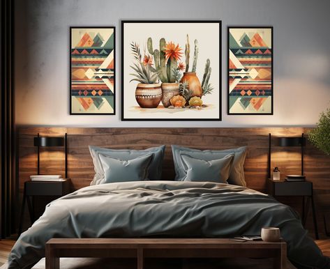 South Western Bedroom Decor, Modern Southwest Bedroom Ideas, Southwestern Office Decor, Modern Southwest Living Room, Southwest Room, Southwestern Farmhouse, Southwest Bedroom, Southwest Style Home, Native Decor