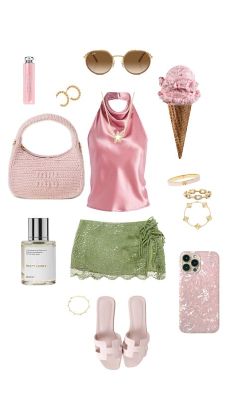 Green Bday Outfit, Bday Outfit Ideas, Summer Outfit, Ibiza, Party Outfit, Pink And Green, Outfit Inspo, Green, Pink