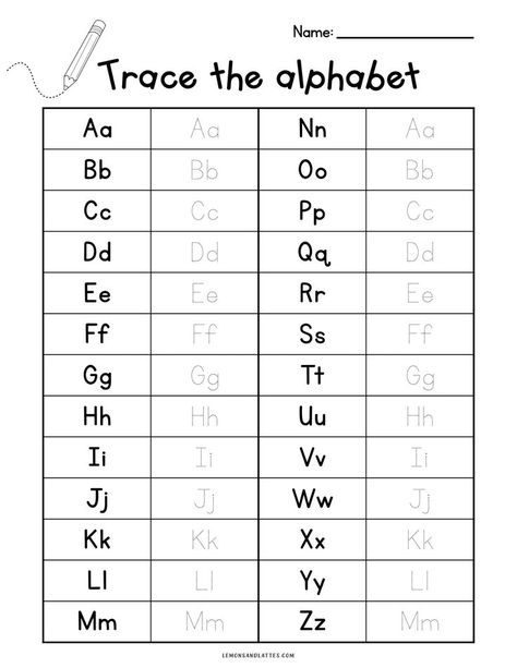 Letter tracing worksheet A to Z for preschoolers and kindergarteners. This activity includes both uppercase and lowercase letters. A To Z Worksheet, Free Handwriting Worksheets, Handwriting Worksheets For Kids, Free Handwriting, Letter Tracing Worksheets, Alphabet Worksheets Preschool, Alphabet Tracing Worksheets, Lowercase Alphabet, Letter Tracing