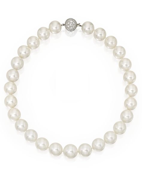 Cultured Pearl and Diamond Necklace, Tiffany & Co. Composed of 27 cultured pearls measuring approximately 16.9 to 14.9 mm, completed by a pavé-set clasp set with round diamonds weighing approximately 5.70 carats, mounted in platinum, length 17 inches, signed T & Co. With signed box. Diamond Necklace Tiffany, Expensive Diamond, Brooke Davis, Pearl Strands Necklace, Pearls Jewelry, Pearl And Diamond Necklace, Pearl Strand, Diamond Jewelry Necklace, Family Jewels