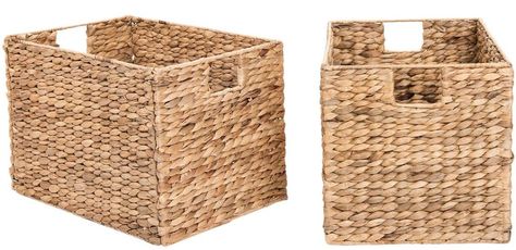 2 Decorative Hand-Woven Water Hyacinth Wicker Storage Basket, 16x11x11 Perfect for Shelving Units - Walmart.com Cubby Storage Bins, Industrial Accents, Wicker Storage Baskets, Shelf Baskets, Baskets For Shelves, Collapsible Storage Bins, Wicker Storage, Fabric Storage Baskets, Tool Storage Diy