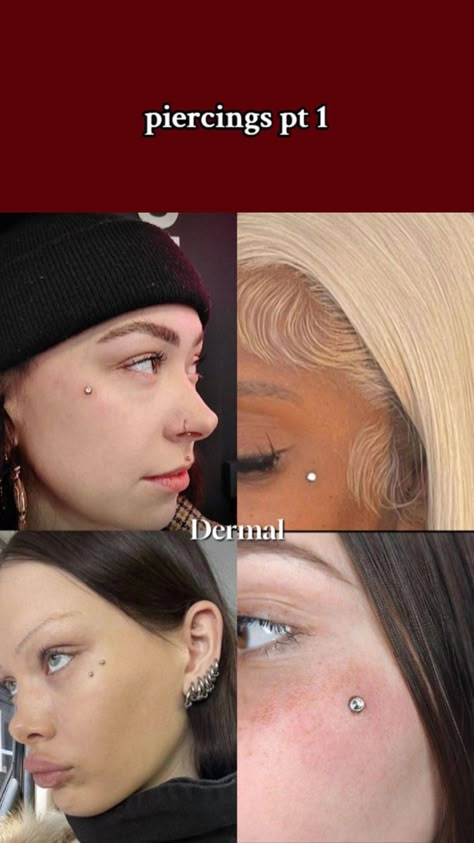 Dermal piercing Facial Dermal Piercing, Face Dermal Piercing, Back Dermal Piercing, Face Dermal, Sarah Elizabeth, Face Piercings, Facial Piercings, Dermal Piercing, Piercing Jewelry