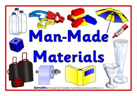 Natural and Man-Made Materials Signs (SB2699) - SparkleBox Materials Worksheet, Record Chart, Teaching Resources Primary, Reflection Photos, State Posters, Primary School Teacher, Classroom Display, Simple Signs, Primary Teaching