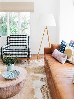 . Material Samples, Layered Rugs, Leather Couch, Studio Mcgee, The Design Files, A Living Room, Jute Rug, Elle Decor, Living Room Inspiration