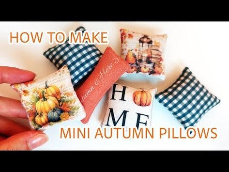 (186) Miniature Autumn Pillows for Dollhouse - Quick Tutorial + Free Sheet to Print on Fabric - YouTube Fall Pillows, Dollhouse Miniatures, Barbie Dolls, Doll House, Printing On Fabric, Miniatures, Dolls, Pillows, Fabric