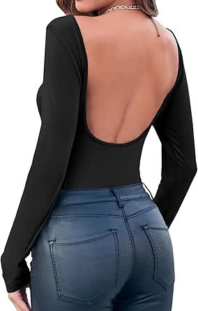 Tankaneo Womens Backless Going Out Crop Tops Y2k Long Sleeve Open Back Fitted Tee Shirts Backless Top Outfit, Backless Shirts, Going Out Crop Tops, Crop Tops Y2k, Open Back Crop Top, Backless Shirt, Y2k Long Sleeve, Dance Shirts, Backless Top