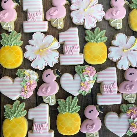 1st Flamingo Birthday Party, First Flamingo Birthday, 1st Birthday Flamingo Theme, Flamingo Birthday Cookies, Tropical 1st Birthday Party Girl, 1st Birthday Luau Girl, Flamingo 1st Birthday Party Girl, Luau 1st Birthday Party Girl, Flamingo 1st Birthday Party