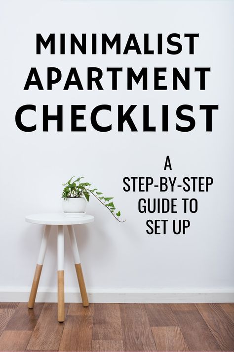 Minimalist Apartment List, Minimalistic Living Room Apartment, Apartment Needs Checklist, Furniture Checklist, New Apartment Checklist, Guide Infographic, Minimalist Studio Apartment, Minimalist Living Room Apartment, Minimalist Apartment Decor