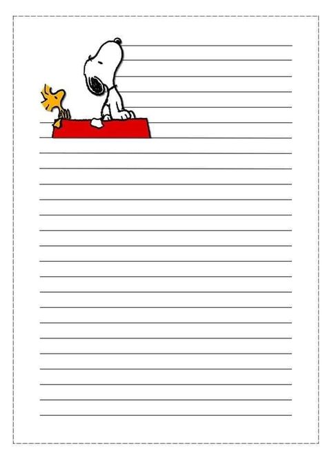 Note Paper Cute, Lined Paper For Kids, Wallpaper Snoopy, Kids Writing Activities, Writing Paper Template, Cute Snoopy, Writing Paper Printable Stationery, Free Printable Stationery, Rocky Barnes