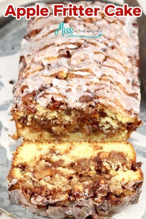 Apple Fritter Cake, Cake Easy Recipe, Cake Tart, Powdered Sugar Glaze, Apple Fritter Bread, Moist Vanilla Cake, Apple Fritter, Kolaci I Torte, Apple Dessert Recipes