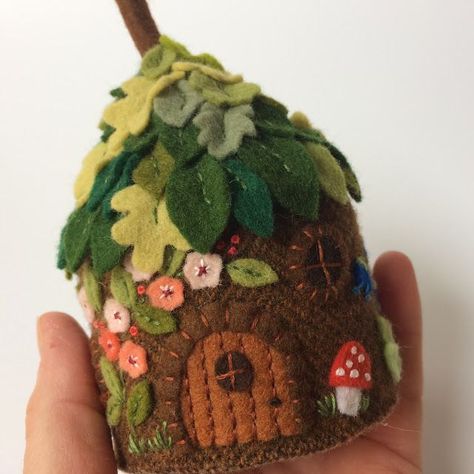 Apr 23, 2021 - This post follows on from my last one where I shared a little felt house I made.  Since then I've been working on some other designs.  As al... Felt Houses, Embroidered Tree, Tovad Ull, Felt House, Fairy Homes, Wool Felt Projects, Felt Crafts Diy, Felt Fairy, Felt Embroidery