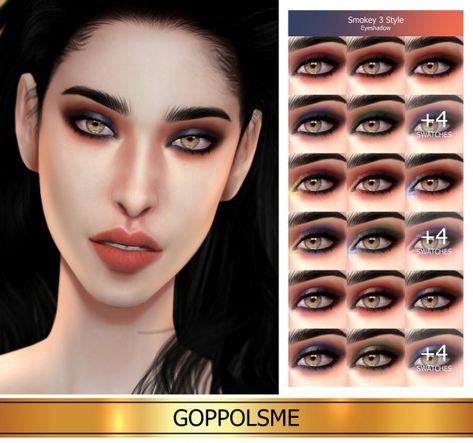 GOPPOLS Me: Smokey 3 Style Eyeshadow • Sims 4 Downloads Eyeshadow Sims 4, Smokey Cat Eye, Smoky Eyeshadow, Makeup Cc, Cute Eyeshadow Looks, Black Smokey Eye, Smokey Eyeshadow, Black Eyeshadow, Smoky Eyes