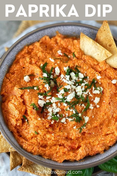 This delicious paprika dip recipe is so easy to make with feta and roasted red peppers. The perfect appetizer for dipping, it only has a handful of ingredients and comes together in minutes. Paprika Dip, Food Processor Uses, Red Pepper Dip, Aussie Food, Stuffed Pepper Dip, Small Food Processor, Roasted Peppers, Perfect Appetizers, Dip Recipe