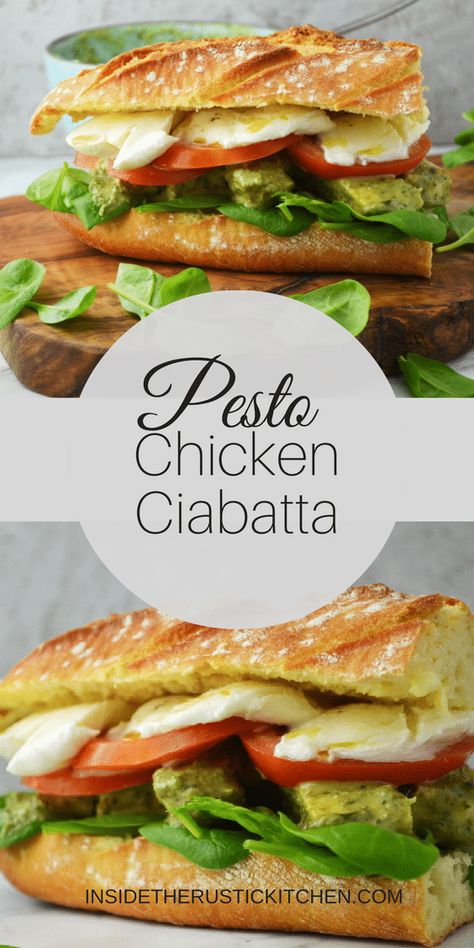 Chicken Recipes Pesto, Ciabatta Sandwiches, Recipes Pesto, Ciabatta Sandwich, Chicken Pesto Sandwich, Sandwich Ideas, Mozzarella Recipes, Chicken Pesto, Recipe For Chicken