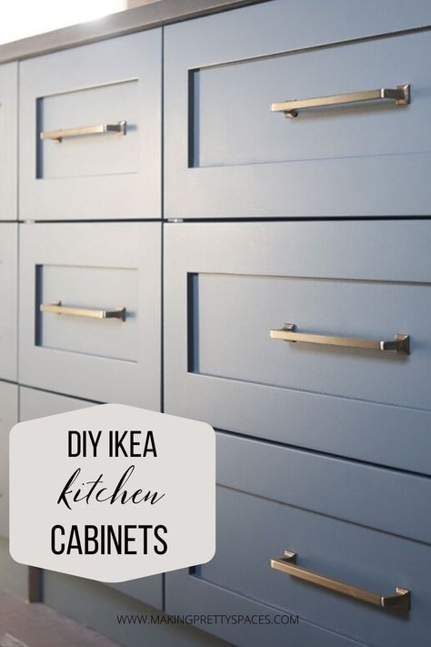 Ikea Navy Cabinets, Ikea Gray Kitchen Cabinets, Sektion Cabinets Hack Kitchen, Kitchen Diy Cabinets Ikea Hacks, Ikea Kitchen Painted Cabinets, Ikea Kitchen Cabinets 2023, Custom Ikea Cabinet Fronts, Ikea Shaker Cabinets, Kitchen Base Cabinets With Drawers