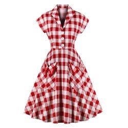 rosegal Plaid Dress Vintage, Pin Up Vintage, Red Plaid Dress, Retro Fashion Women, Defined Waist, Checkered Dress, England Style, Pin Up Dresses, Formal Dresses Short