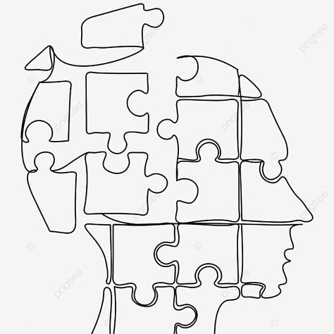 Brain Line Art, Human Puzzle, Puzzle Art Design, Human Brain Drawing, Brain Pattern, Drawing Rain, Rain Drawing, Brain Puzzle, Puzzle Drawing