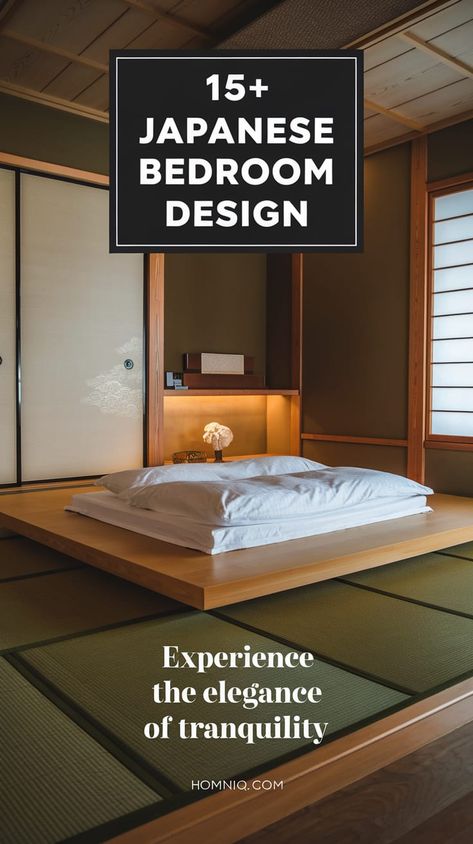 15+ Japanese Bedroom Design: Unveil Peace in Your Personal Space"   Unveil peace and tranquility in your personal space with 15+ Japanese Bedroom Designs. Integrate the chic elements of Japanese Art Deco Interior or opt for the versatile simplicity of Japandi Exterior Paint Colors. Create a sanctuary with ideas that bring both warmth and calmness to your Japan Style Apartment. #PeacefulSpaces #PersonalSanctuary #JapaneseCal Tatami Room Modern, Japanese Modern Home, Asian Bedroom Ideas, Japandi Exterior, Muji Bedroom, Zen Bedroom Design, Modern Japanese Bedroom, Japanese Minimalist Bedroom, Japanese Bedroom Design