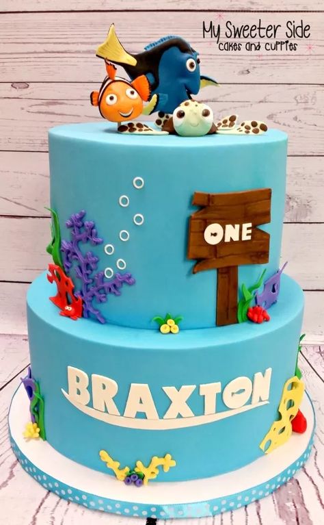 Prénom et panneau bois Finding Dory Birthday Party Ideas, Dory Birthday Party Ideas, Nemo Birthday Party Ideas, Finding Nemo Birthday Party Ideas, Finding Dory Cake, Dory Cake, Finding Nemo Cake, Finding Dory Birthday Party, Dory Birthday Party