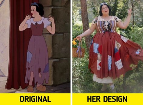 Plus-Size Influencer Recreates Disney Outfits to Fit Her Realistic Body Type / Bright Side Plus Size Disney Princess Costume, Plus Size Disney Princess, White Peasant Dress, Comic Con Outfits, Plus Size Disney, Disney Princess Costumes, Iconic Outfits, Traditional Beauty, Lizzie Mcguire