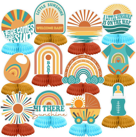 12 Pcs Here Comes the Son Honeycomb Centerpieces Set Here Comes the Son Baby Shower Decorations Boho Baby Shower Rainbow Sun Party Table Toppers Sunshine Table Decoration for Gender Reveal Boy #ad #babyshower #babyshowerideas #babyshowertheme #babyshowersupplies #babyshowerdecorations #bohobabyshower #retrobabyshower #boybabyshower Retro Baby Showers, Boy Gender Reveal, Baby Shower Table Decorations, Baby Shower Supplies, Baby Shower Table, Boy Baby Shower Themes, Boho Baby Shower, Boho Baby, Baby Shower Theme