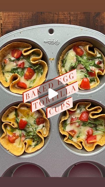 Diane Morrisey on Instagram: "These baked egg tortilla cups are the perfect thing to make on a busy morning if you’re looking to make and consume something healthy and quick.  You can use whatever veg or cheese you have in your fridge to fill them with which makes it a great fridge foraging breakfast or lunch item.  I used tomatoes and arugula and cheddar cheese but I’ve also added leftover bits of chicken or steak as well to bulk up the protein for the kids.   Preheat oven to 350F.  I spray the inside of a cupcake tin (I used my jumbo pan but you can easily make them in a regular tin) and push down a tortilla into each cup.  I used 6” tortillas but I’ve used larger ones in the past and just cut them smaller with scissors.  Crack an egg into cup and then add whatever you want.  Bake for 15 Breakfast Tortilla Cups, Meatless Lunch, Egg Tortilla, Breakfast Tortilla, Tortilla Cups, Campbells Recipes, Breakfast Enchiladas, Baked Egg, Lunch Items