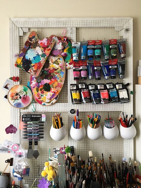 Studio Seni, Home Art Studios, Rangement Art, Art Studio Space, Art Studio Organization, Art Studio Room, Art Studio Design, Decor Studio, Art Studio At Home