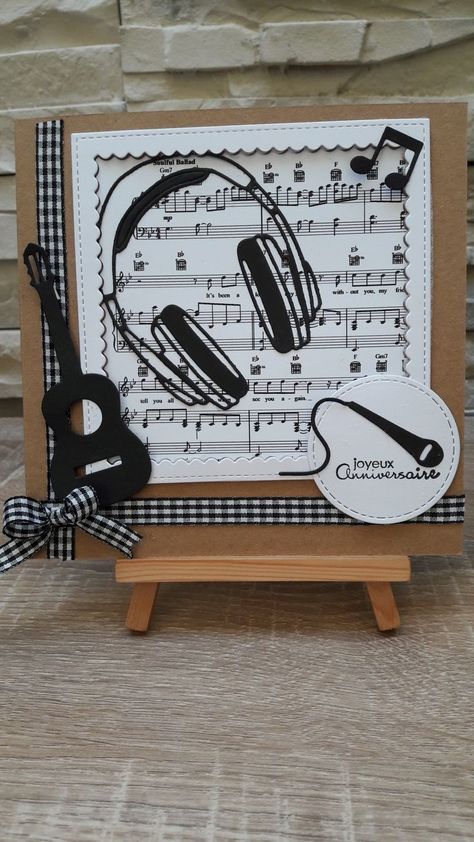 Musical Cards, Sheet Music Art, Musical Theme, Homemade Birthday Cards, Masculine Birthday Cards, Boy Cards, Music Birthday, Birthday Cards For Men, Musical Notes