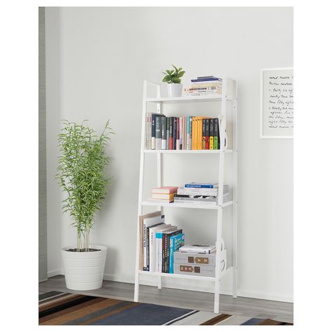 LERBERG Shelf unit, white, 60x148 cm - IKEA Lerberg Ikea, Leaning Wall Shelf, Shelf Ladder, Metal Ladder, Ladder Storage, Metal Bookshelf, Corner Display, Open Bookshelves, Ladder Bookshelf