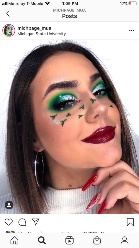 Christmas Makeup Look, Under The Mistletoe, Holiday Makeup, Christmas Makeup, The Nose, Septum Ring, Eyelashes, Makeup Looks, Lashes