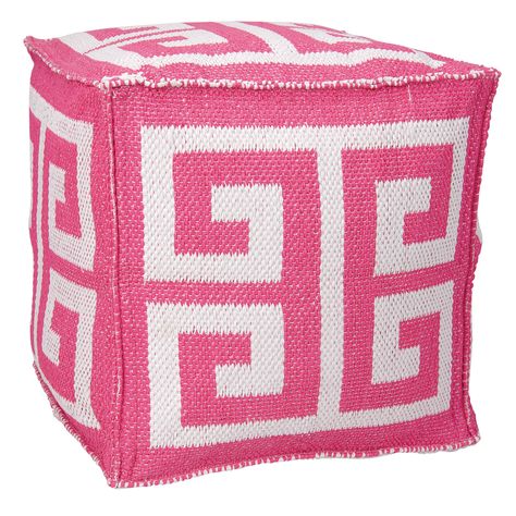 Featuring jubilant prints, vibrant hues and festive detailing, such as rhinestones, beading, and fade-resistant embroidery, this charismatic collection is an exciting embellishment to any outdoor decor. Bean Bag Ottoman, Patio Ottoman, Outdoor Pouf, Preppy Room Decor, Outdoor Ottomans, Cube Ottoman, Preppy Room, Pouf Ottoman, Greek Key