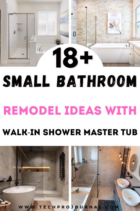 Check out these bathroom remodel ideas with a walk-in shower and master tub! Whether you want a spacious shower to unwind after a long day or a tub to soak in luxury, these small bathroom ideas combine the best of both worlds. You can create a stunning master bath that feels like a private retreat. Small Bathroom Ideas Remodel Walk In Shower Master Bath, Small Bathroom Remodel With Shower Only No Tub Ideas, Small Shower Stall Remodel, Bathroom Remodel Ideas With Tub, Replace Tub With Shower, Small Bathroom Shower Ideas, Master Bathtub, Small Bathroom Remodel Ideas, Bathtub Shower Combo