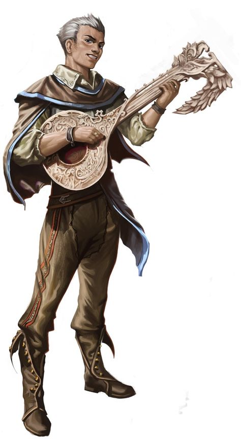 [OC] Bard : characterdrawing Aasimar Bard Male, Aasimar Bard, Candlekeep Mysteries, Magic Classes, Bard Outfit, Heroic Fantasy, Rpg Characters, Dungeons And Dragons Characters, Fantasy Male