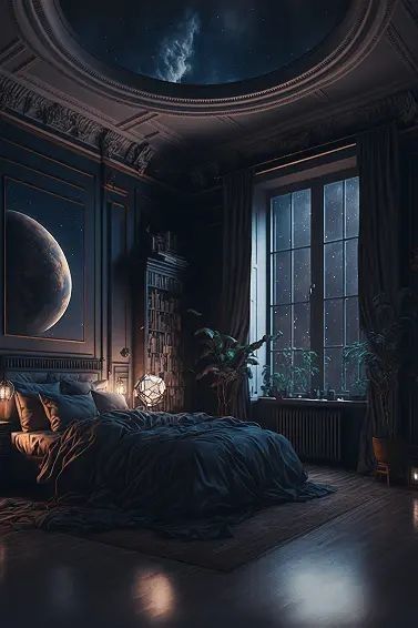 Dark Academia Home Decor, Royal Bedroom Design, Dark Cozy Bedroom, Academia Bedroom, Earthy Bedroom, Sage Green Bedroom, Moody Bedroom, Fantasy Rooms, Dark Bedroom