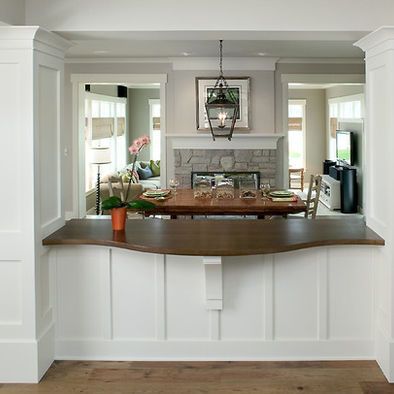 Kitchen Pass Through Ideas, Gray Basement, Kitchen Pass Through, Storage Tricks, Kitchen Pass, Basement Furniture, Transitional Dining Room, Transitional Dining, Traditional Dining Rooms