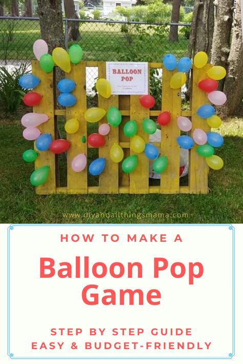 Create your own balloon pop game for an upcoming birthday or event. It's a fun game for all ages. Who doesn't love easy, budget-friendly games everyone will enjoy. If you aren't a DIYer, trust me on this one - this is super easy for anyone to put together for a circus/carnival themed party, an event with games, or any birthday theme. Check out our step by step guide. Balloon Pop Party Game, Carnival Games Balloon Pop, Festival Themed Party Games, Easy Fun Fair Games, Diy Balloon Pop Carnival Game, Halloween Balloon Pop Game, Cheap And Easy Carnival Games, Fun School Carnival Games, Dartless Balloon Pop Game