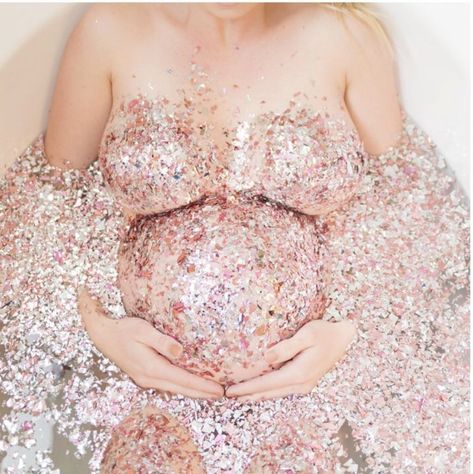 Maternity Photo Ideas and Inspiration | Glitter Confetti Photography, Bath Confetti, Milk Photography, Baby Collage, Milk Bath Maternity, Milk Bath Photography, Glitter Photography, Bath Photography, A Pregnant Woman