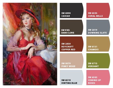 ColorSnap by Sherwin-Williams – ColorSnap by Reyhan S.D. Ski Slope, Coral Bells, Copper Red, Blue Roses, Sherwin Williams, Color Combos, Bungalow, Paint Colors, Color Palette