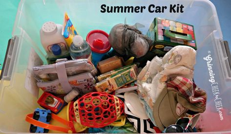 Summer Car kit. Car Kit for Young Families: 30 Things to Keep in the Car All Summer Long Summer Car Kit, Ouch Pouch, Long Car Trips, Car Activities, Beach Supplies, Summer Car, Mommy Things, Cheek To Cheek, Pool Kits