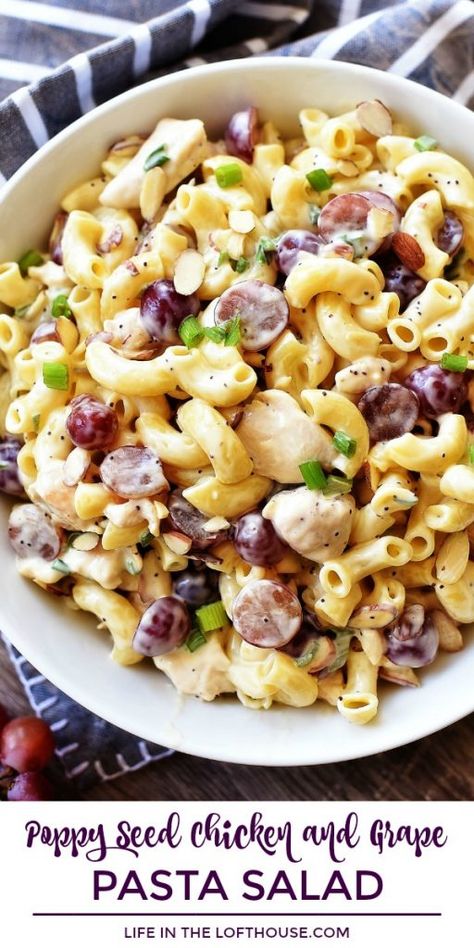 Grape Pasta Salad, Grape Pasta, Poppy Seed Chicken, Seasoned Chicken, Salad Pasta, Chicken Pasta Salad, Pasta Salads, Cooking Classy, Green Onion