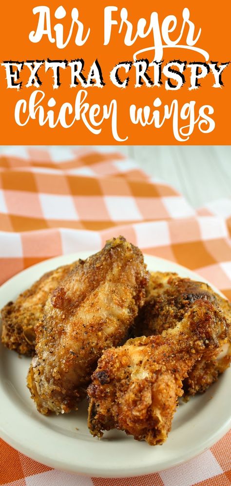 Extra Crispy Chicken Wings, Bake Chicken Wings, Air Fryer Garlic Parmesan Chicken, Extra Crispy Chicken, Air Fryer Recipes Chicken Wings, Shake N Bake Chicken, Air Fry Chicken Wings, Air Fryer Wings, Recipe Air Fryer