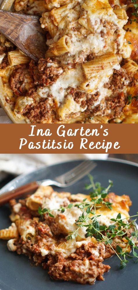 Ina Garten’s Pastitsio Recipe | Cheff Recipes Ina Garden Panzella Salad, Ina Garten's 5-cheese Penne Pasta, Pastitsio Recipe Ina Garten, Ina Garten's Pastitsio, Ina Garden Pasta Recipes, Ina Garten Pastitsio, Pastitsio Ina Garden, Ina Garden Lasagna, Sunday Night Pasta Dinner